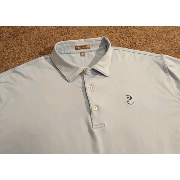 Peter Millar Summer Comfort Solid Stretch Jersey Blue Golf Polo Shirt MC0EK01S - Picture 3 of 7